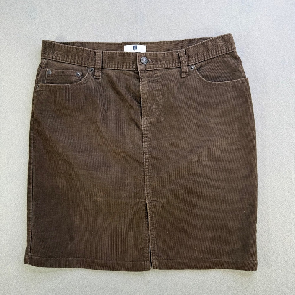 GAP Corduroy A-Line Skirt Brown Size 10 Knee Length Pleated‎ Detail